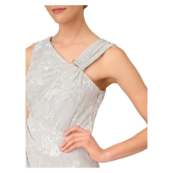 Aiden Mattox Pleated Foil Mermaid Gown NWT 2 - Picture 3 of 7